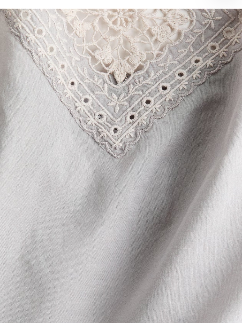 H&M NWT 100% cotton crochet patch detail Halter Tank Top in Light Gray - Picture 5 of 5